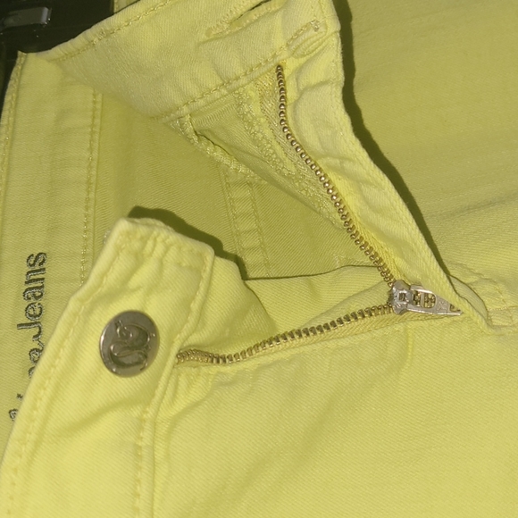 Second Yoga Jeans 💛 Neon Yellow Stretch Jeans - Happy Dopamine Clothing Size 28 - Picture 6 of 10